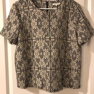 Pleione black top with lace overlay. Zippered back